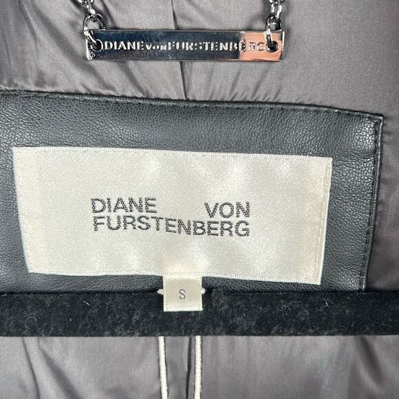 Diane von Furstenberg Metallic Animal Print Down Feather Puffer Jacket Coat Size - Picture 10 of 15